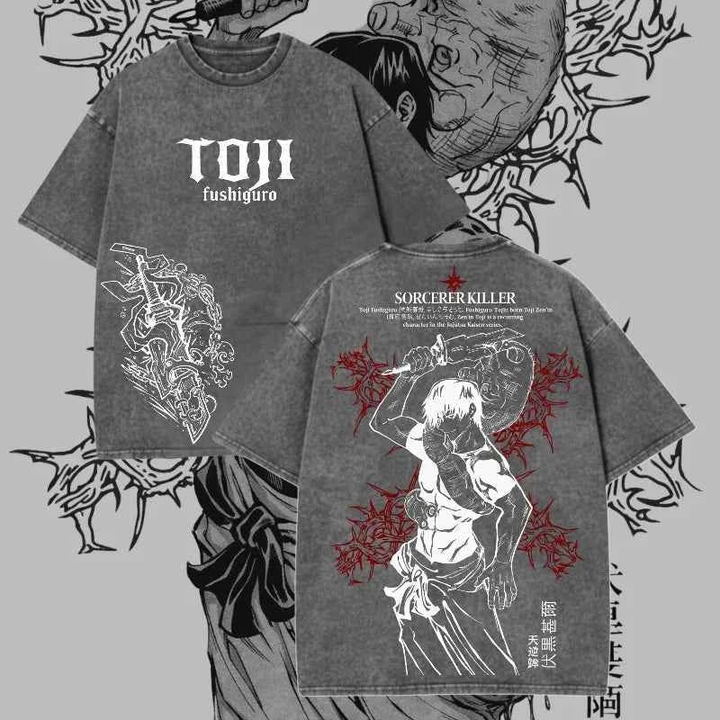 Dark Manga Pattern Tee – Japanese Anime Street Style