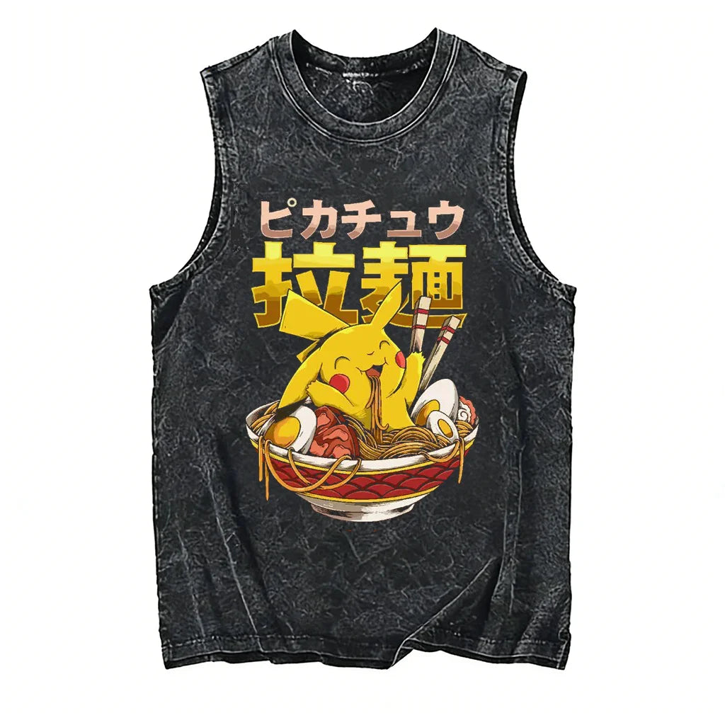 Pokémon — Gengar Ramen Washed Vintage Tank Top - Neon Districts