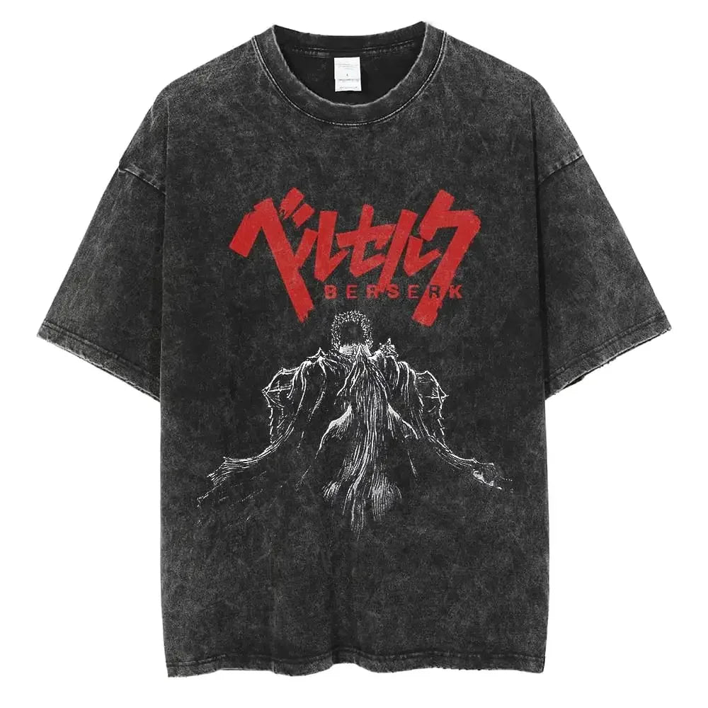 Retro Anime Pattern Hip-Hop Tee – Harajuku Washed Cotton