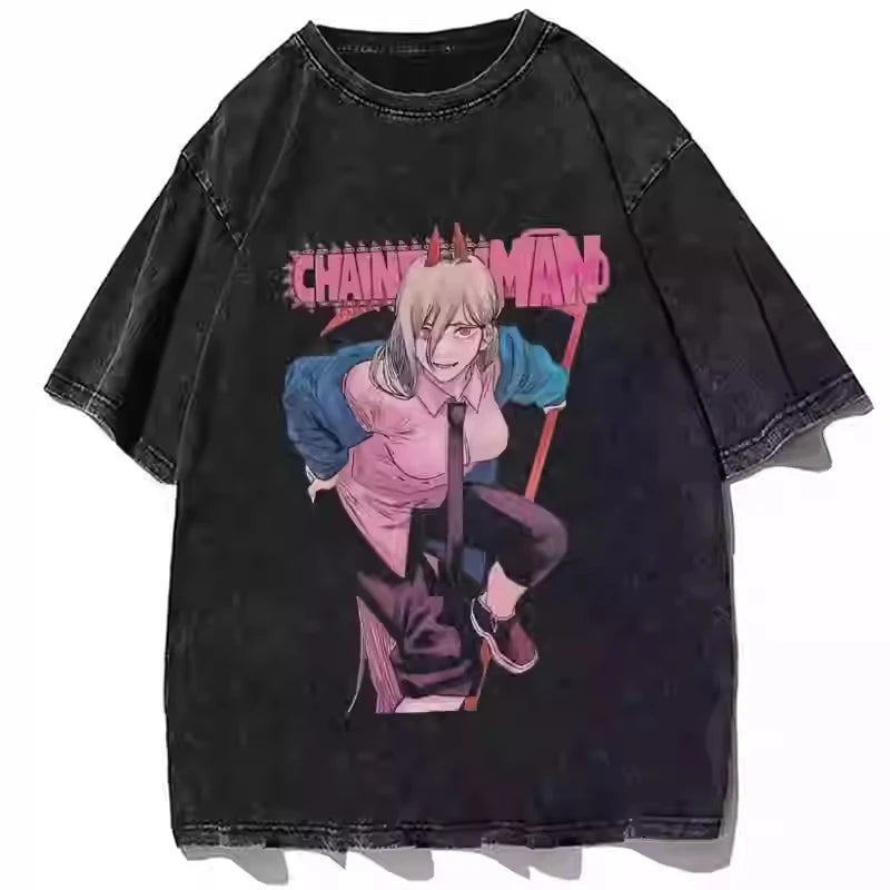 Chainsaw Man — Full Cast Washed Oversized Tee - Neon Districts
