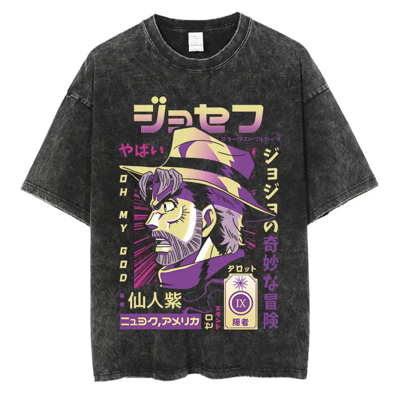 JoJo's Bizarre Adventure — Vintage Washed Hip Hop Streetwear Tee - Neon Districts