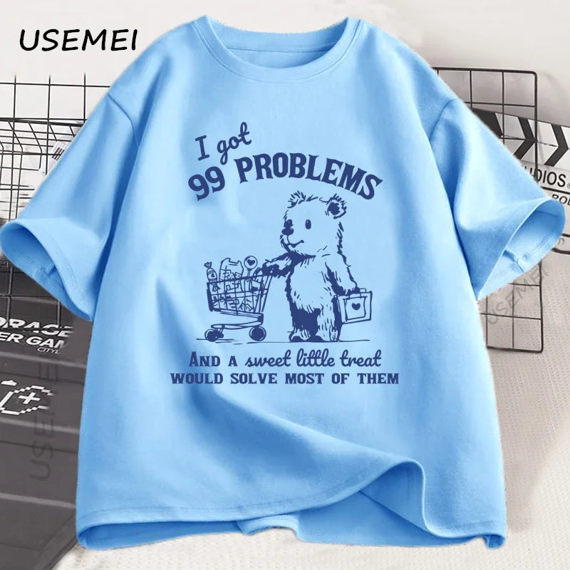 99 Problems — Cute Little Bear Meme Graphic Tee - Neon Districts