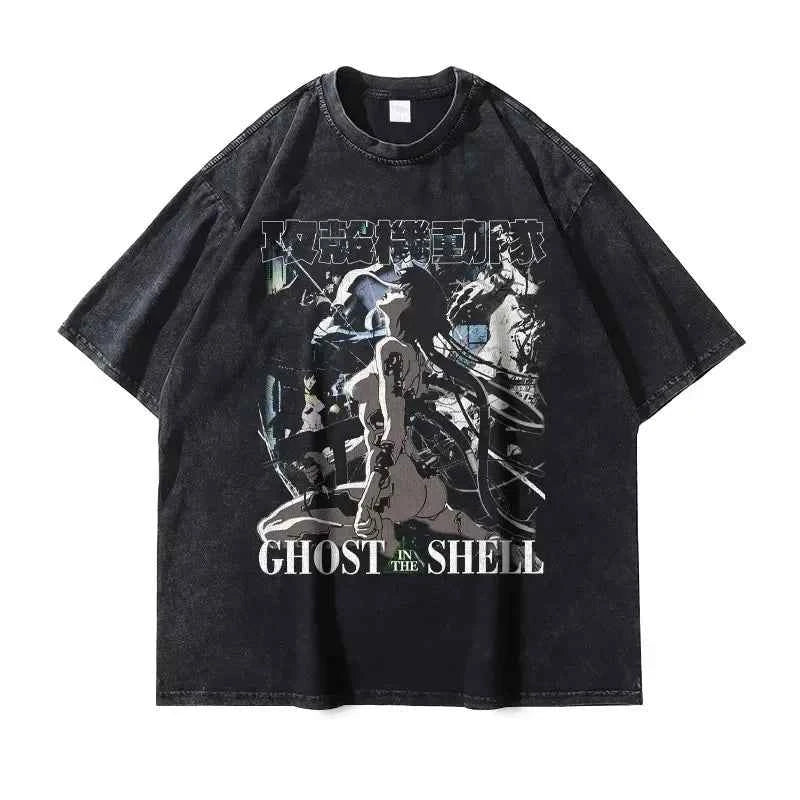 Ghost in the Shell Major Kusanagi Washed Tee for Anime Enthusiasts