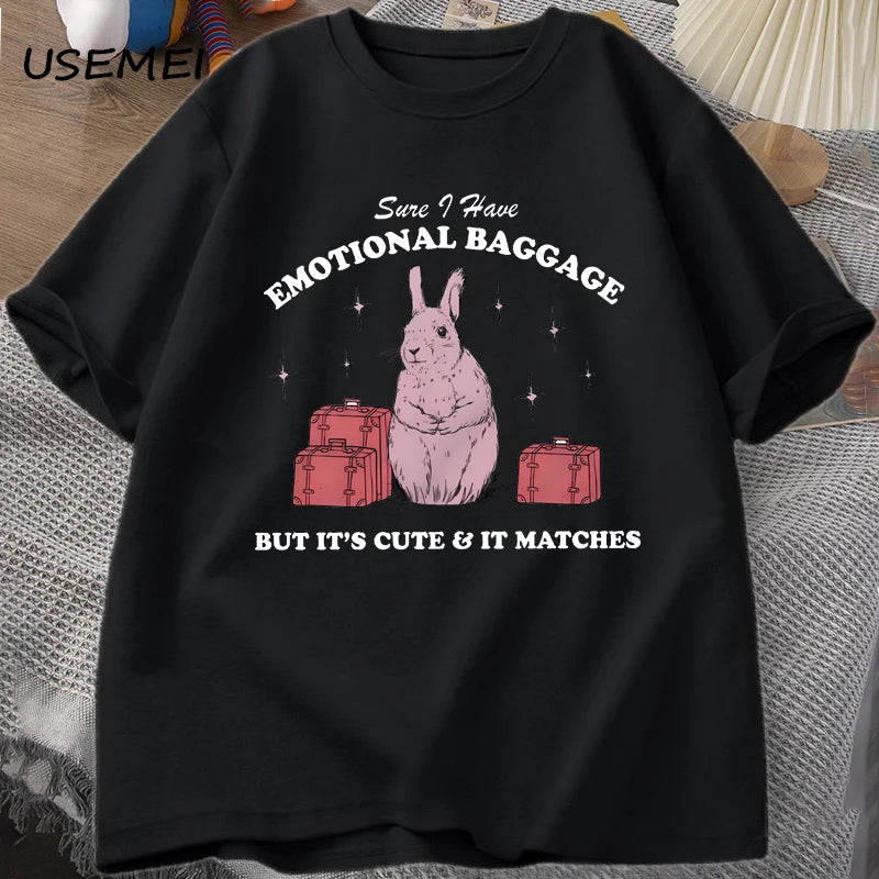 Sure, I Have Emotional Baggage — Vintage Rabbit Meme Women's Tee - Neon Districts