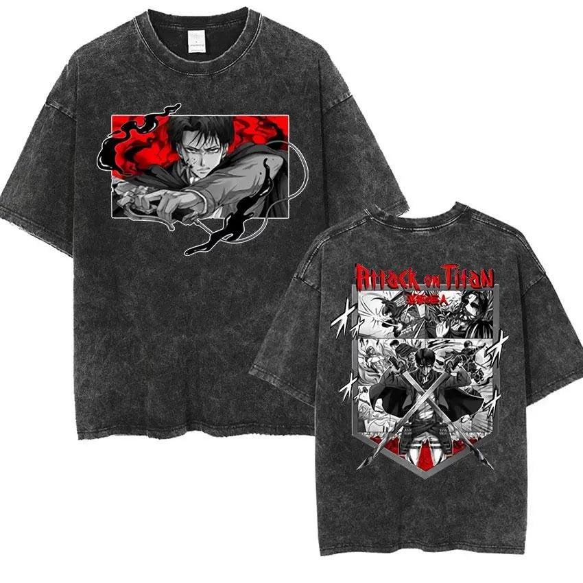 Attack on Titan Vintage Washed Summer Tee – Casual Streetwear