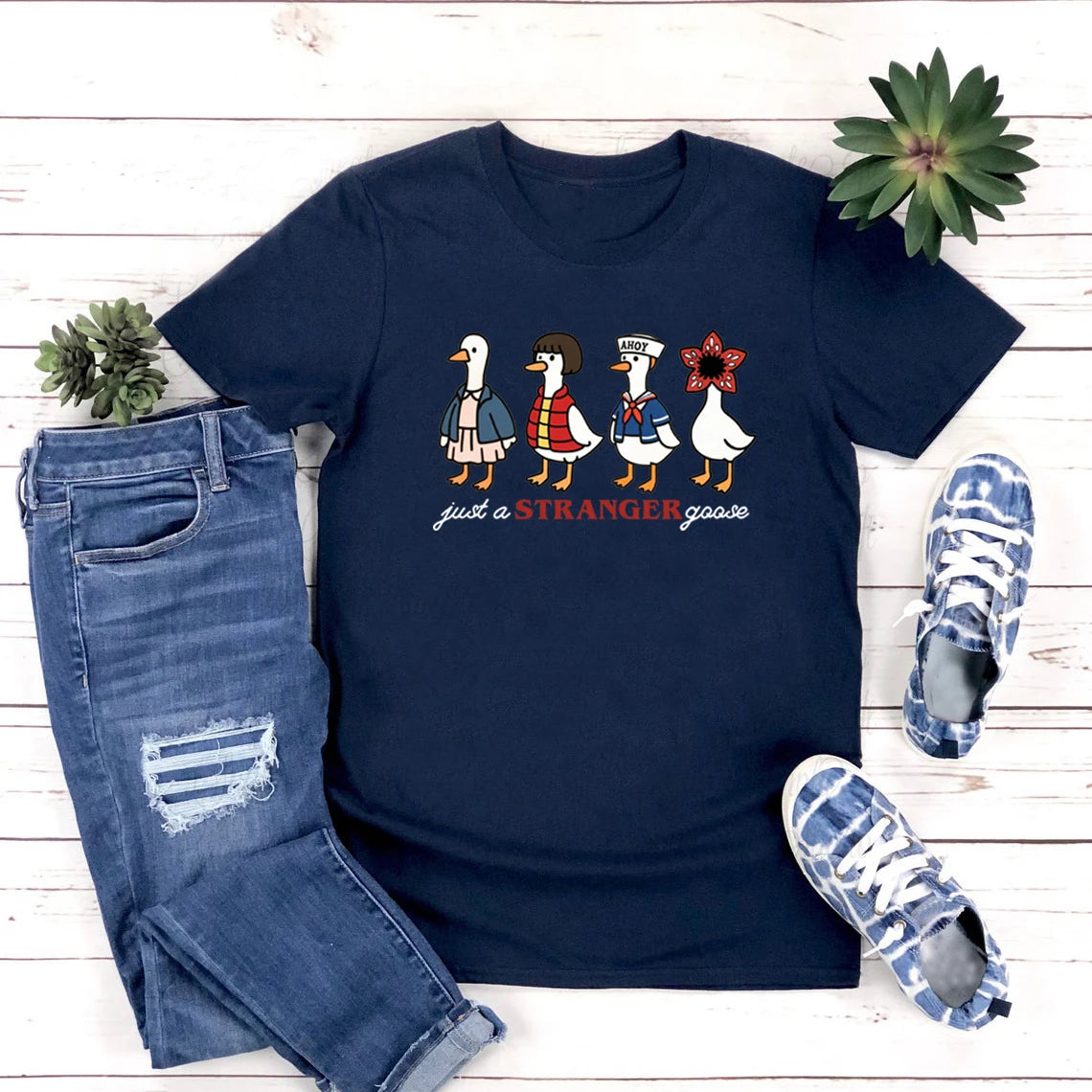 Just a Stranger — Funny Goose Parody Women's Streetwear Tee - Neon Districts