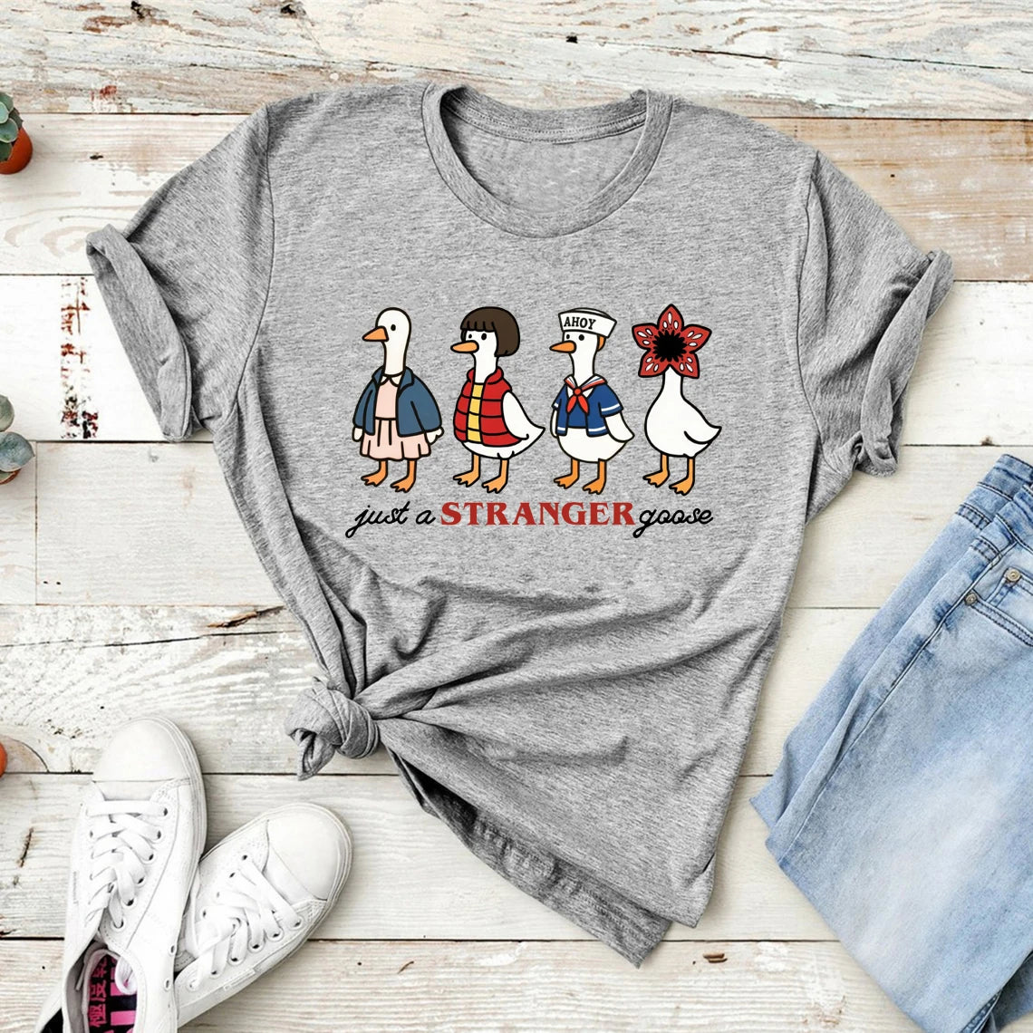 Just a Stranger — Funny Goose Parody Women's Streetwear Tee - Neon Districts