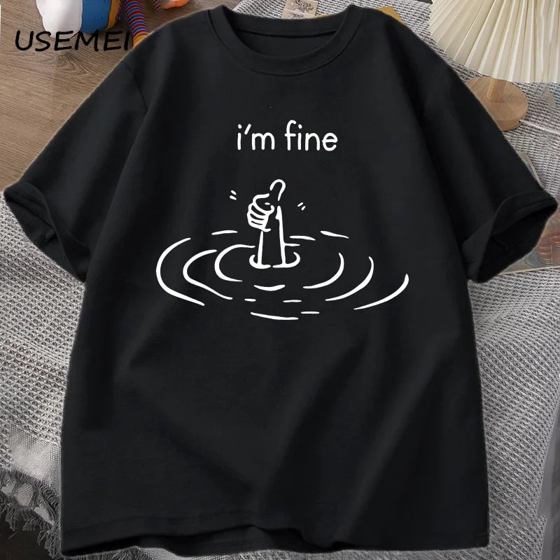 I'm Fine (Back Print) — Mental Health Humor Graphic Tee - Neon Districts