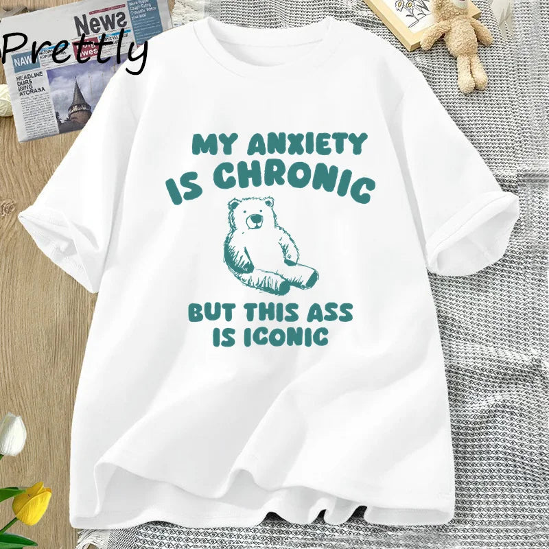 My Anxiety Is Chronic Bear Tee - Neon Districts