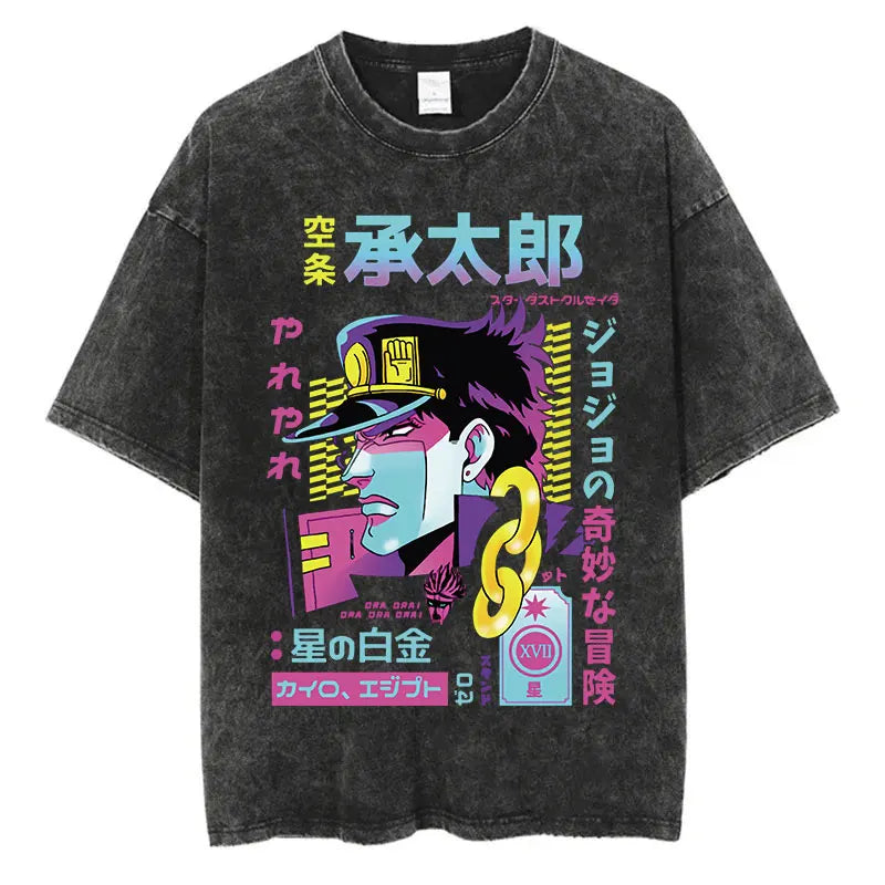 JoJo's Bizarre Adventure — Vintage Washed Hip Hop Streetwear Tee - Neon Districts