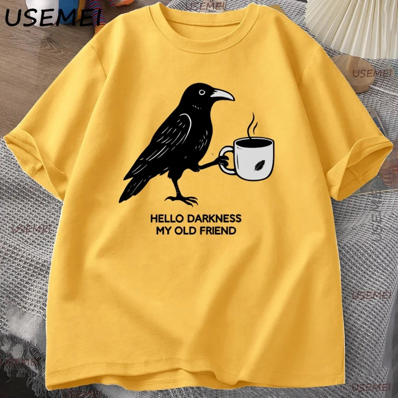 Crow & Coffee — Vintage Halloween Fall Crew Neck Graphic Tee - Neon Districts