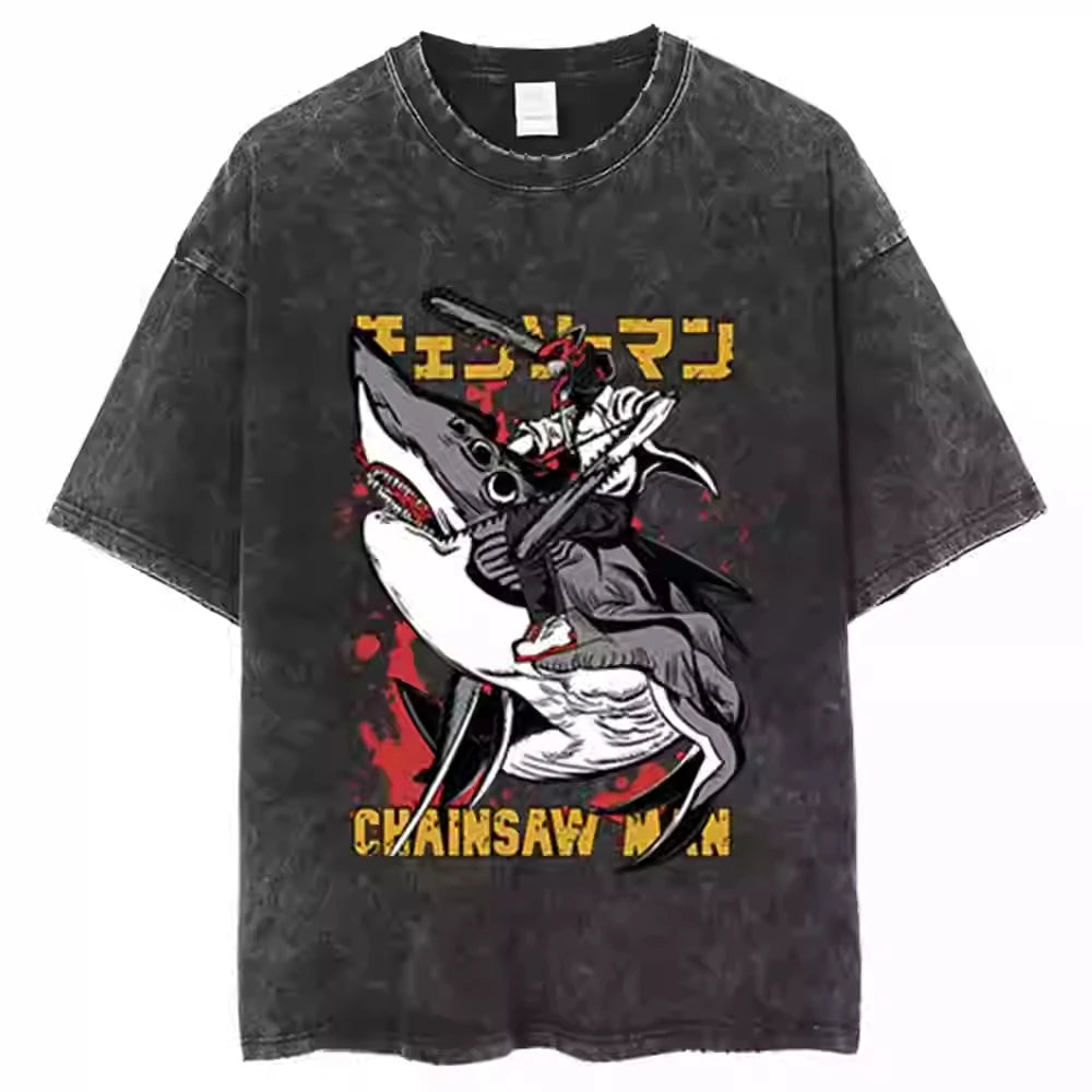Chainsaw Man — Full Cast Washed Oversized Tee - Neon Districts