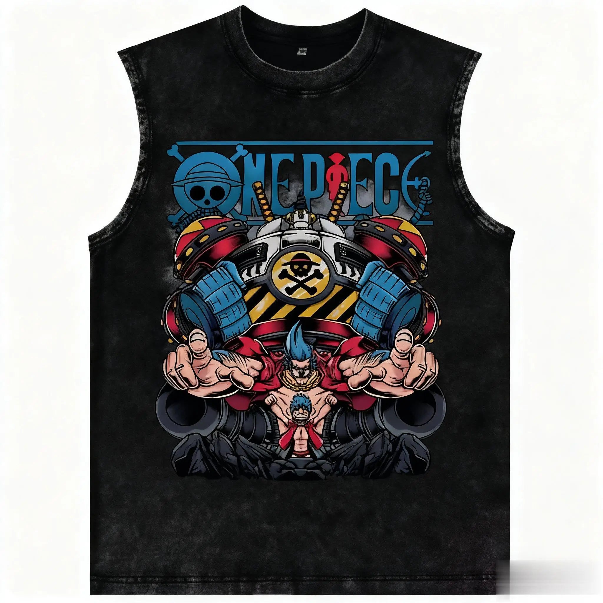 One Piece — Luffy Vintage Washed Streetwear Tank - Neon Districts