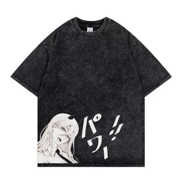 Chainsaw Man Retro Washed Hip-Hop Tee
