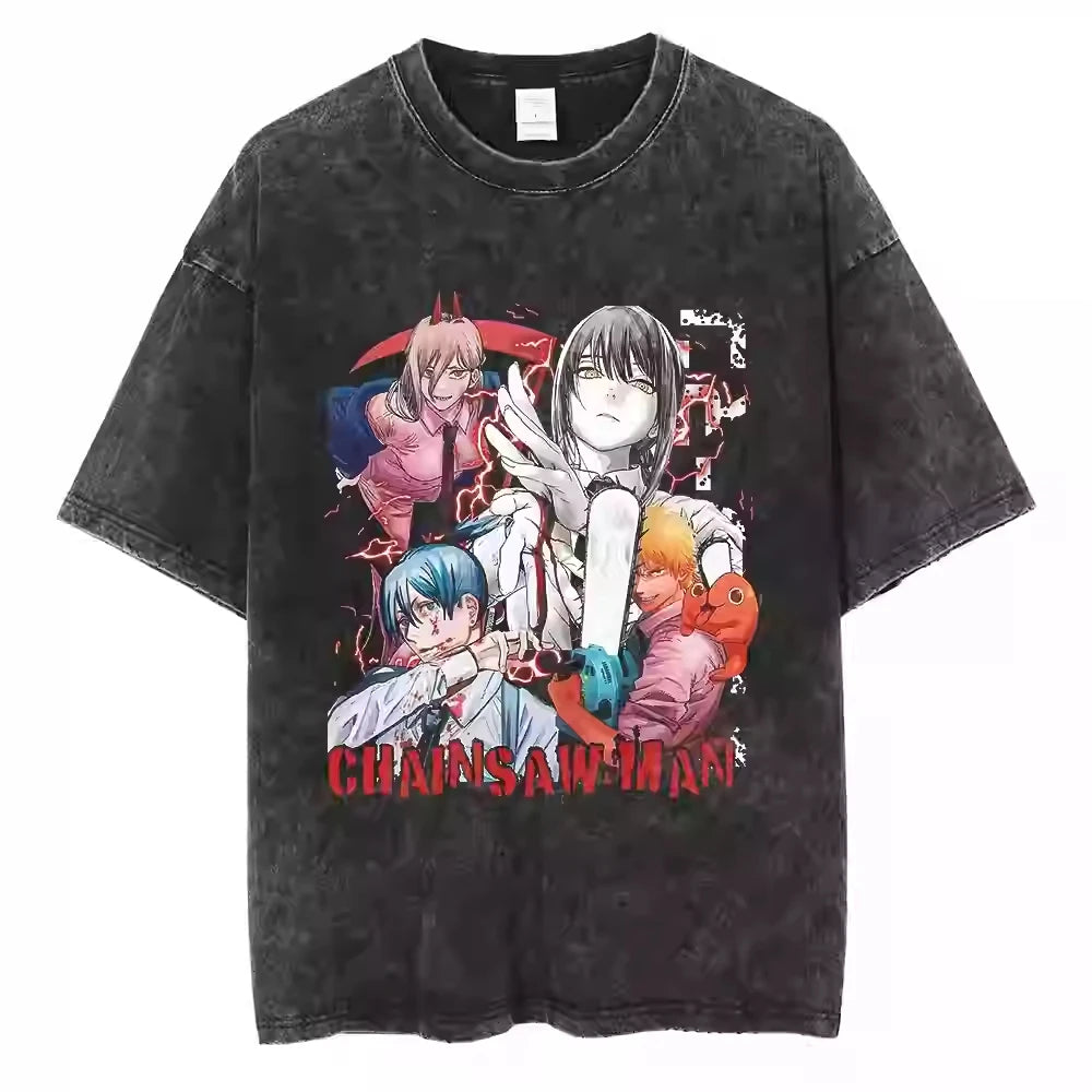 Chainsaw Man — Full Cast Washed Oversized Tee - Neon Districts