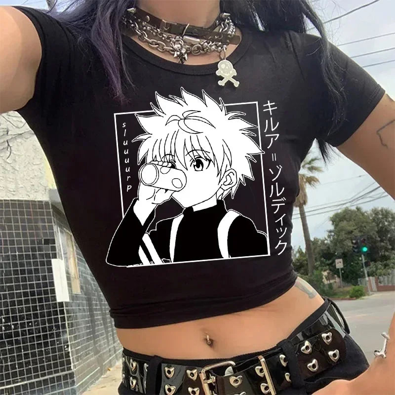 Hunter x Hunter Killua Crop Top – Harajuku Y2K Anime Tee