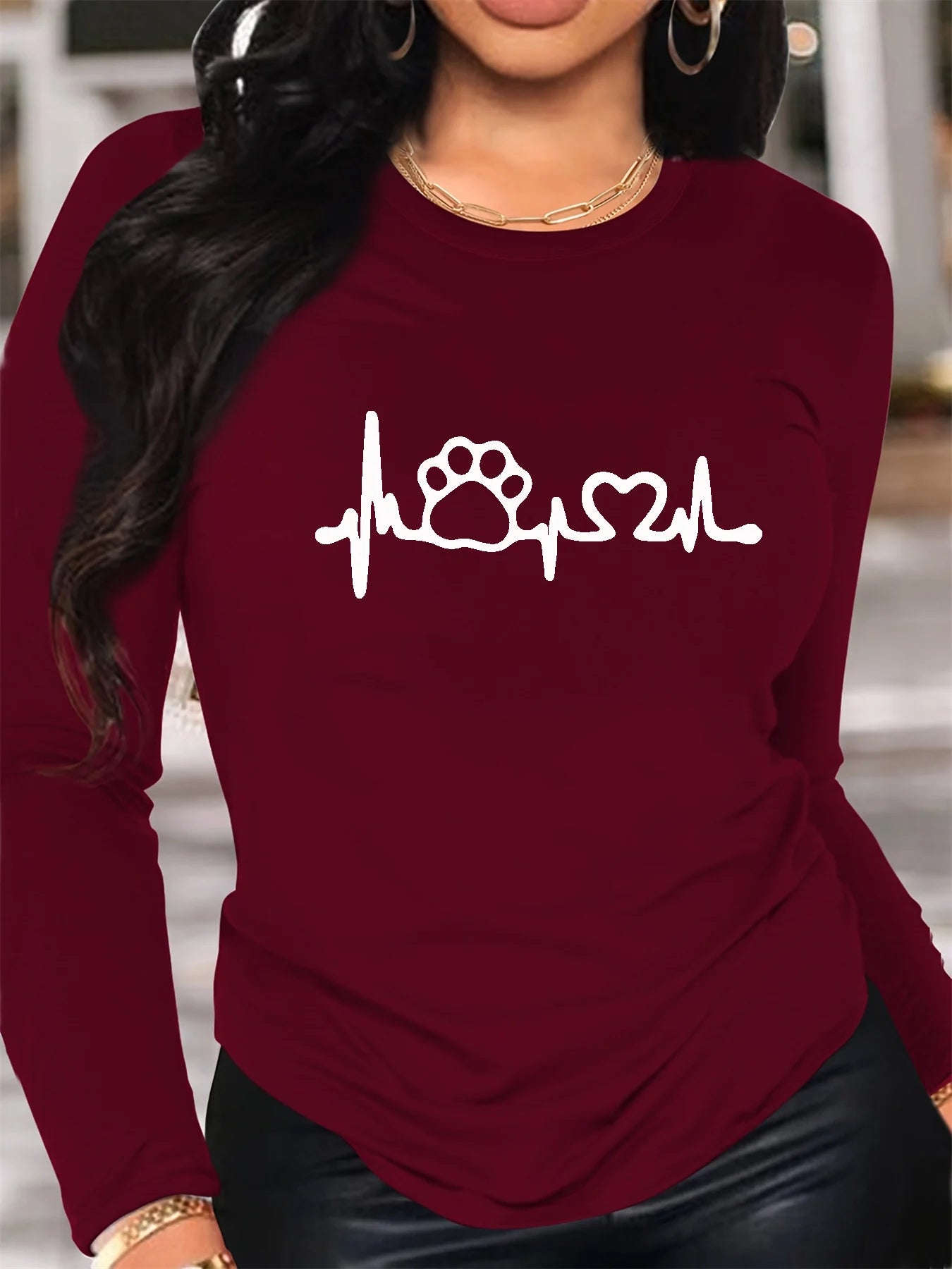 Dog Paw & Heart Long Sleeve Tee - Neon Districts