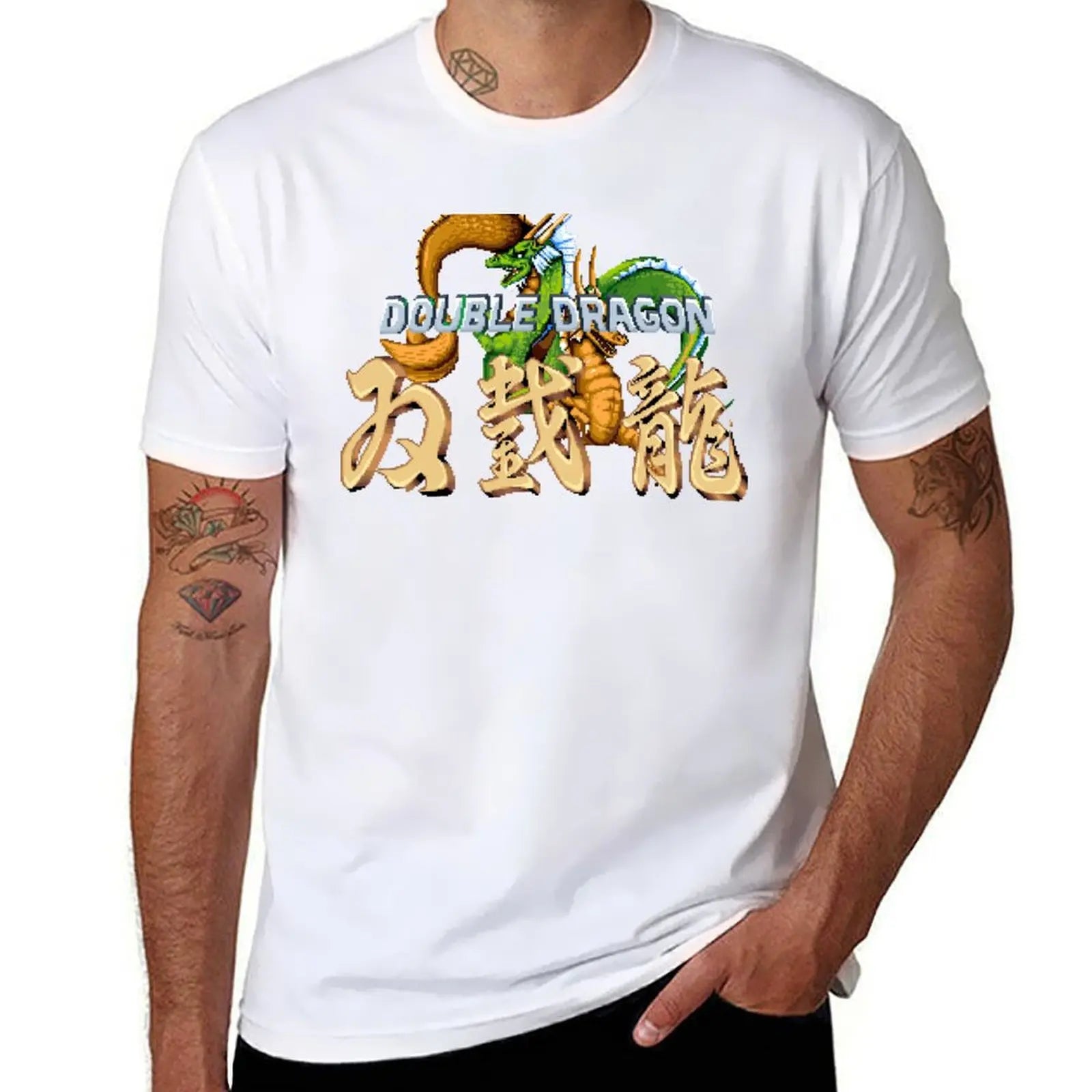 Double Dragon — Arcade Title Pixel Art Vintage Tee - Neon Districts