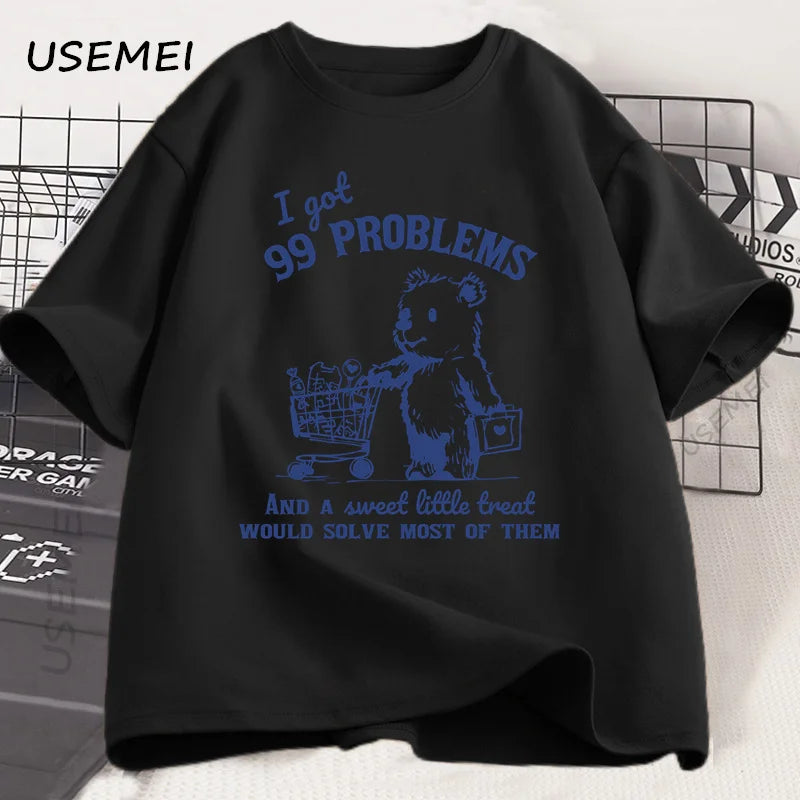 99 Problems — Cute Little Bear Meme Graphic Tee - Neon Districts