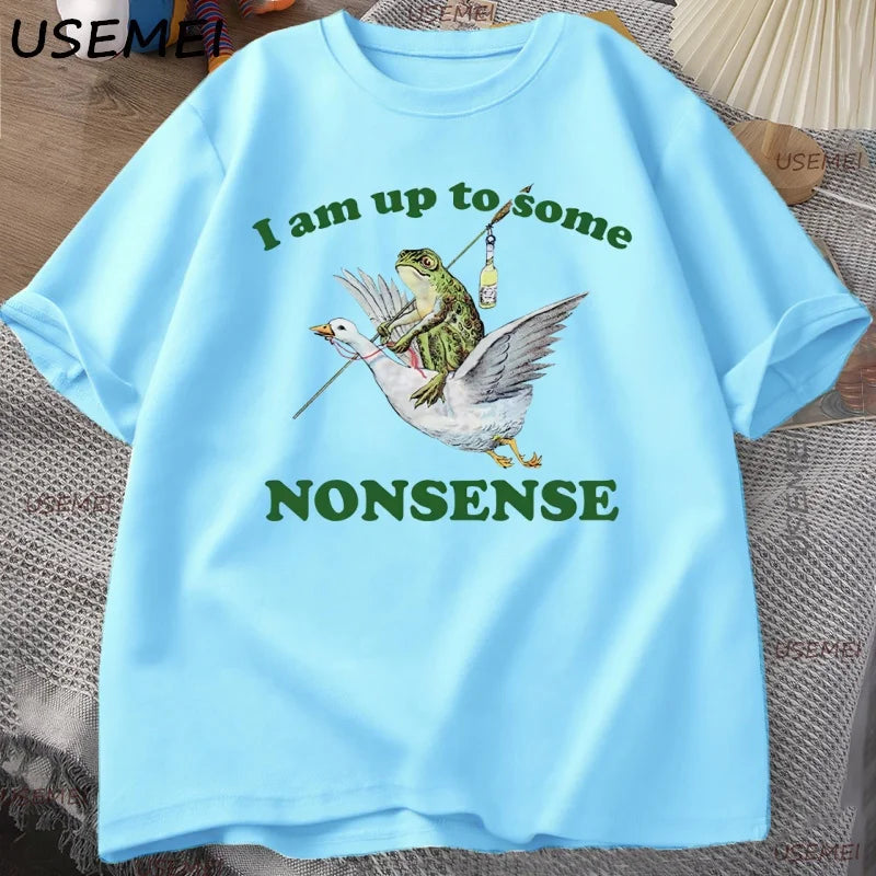 Up to Some Nonsense — Frog Meme Streetwear Graphic Tee - Neon Districts