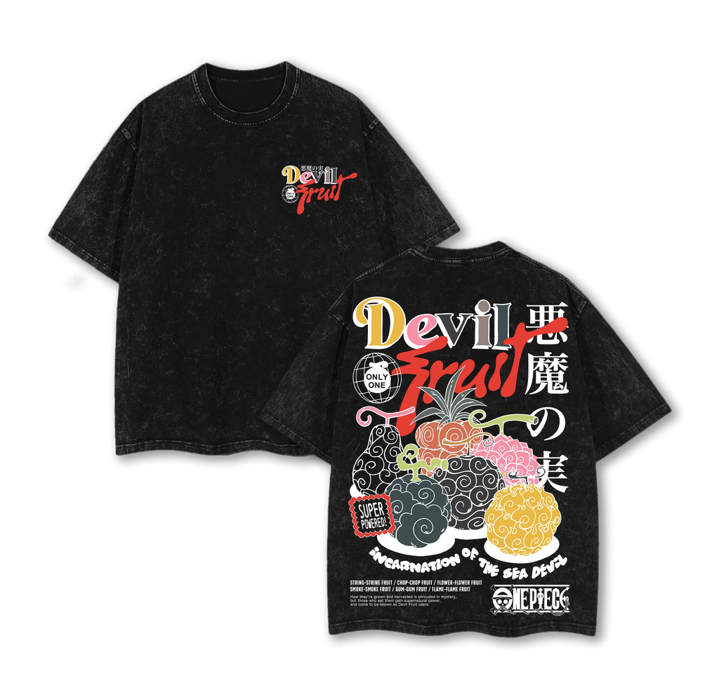 One Piece — Devil Fruit Acid Wash Vintage Tee - Neon Districts