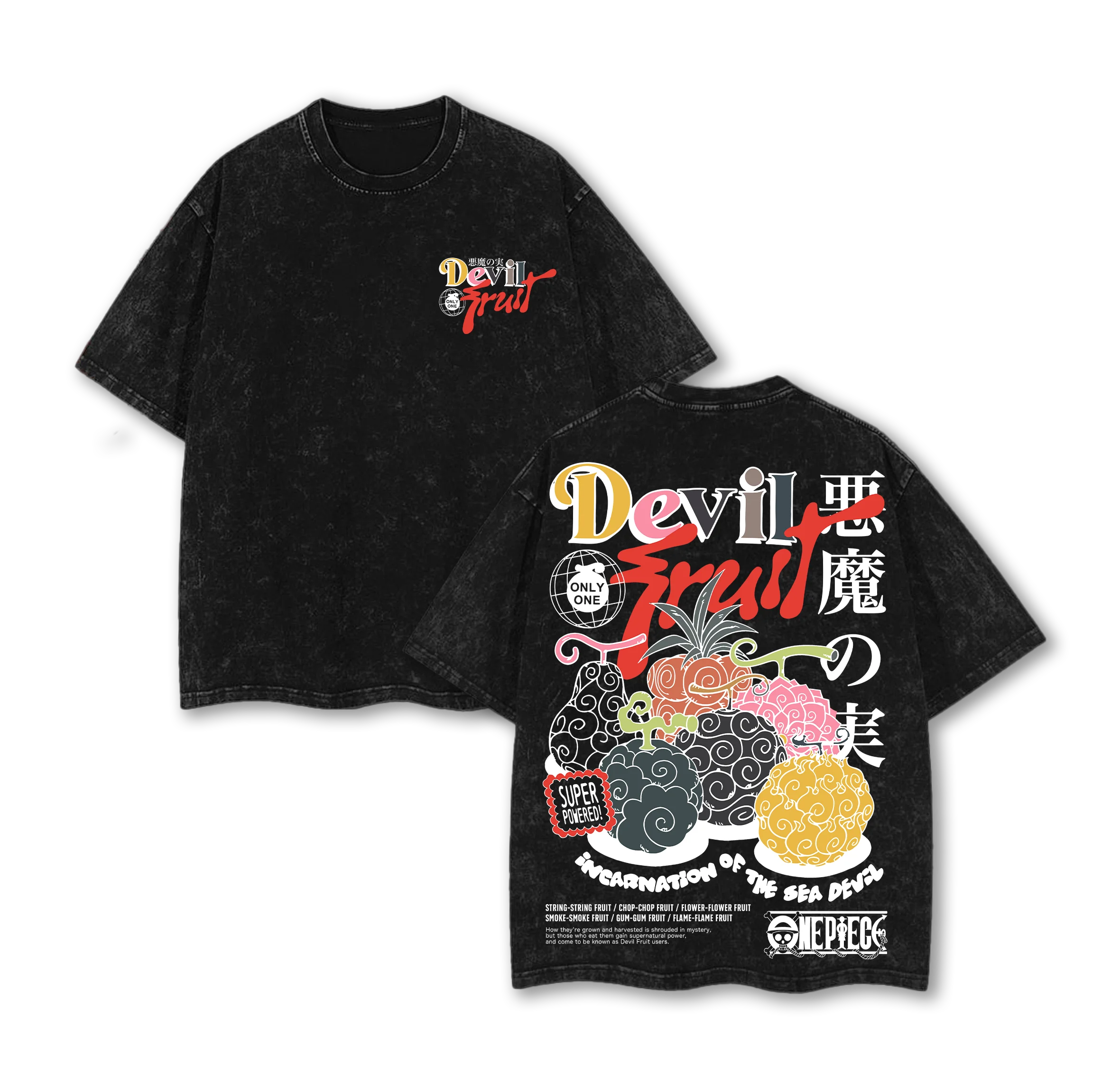 One Piece — Devil Fruit Acid Wash Vintage Tee - Neon Districts