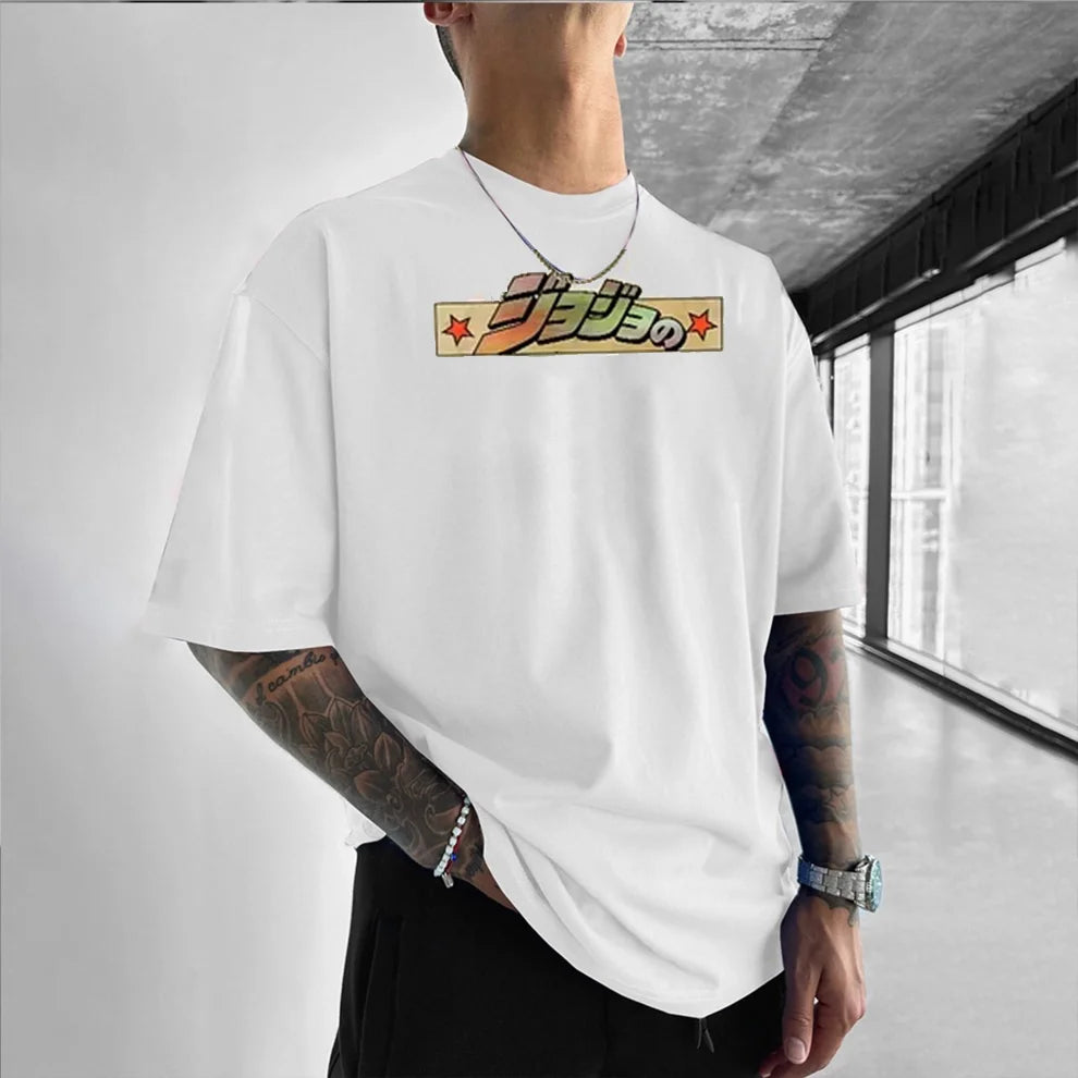 JoJo's Bizarre Adventure Harajuku Tee – Y2K Oversized Anime Shirt