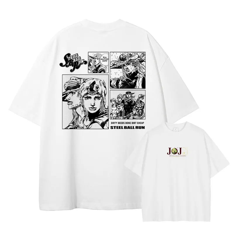 JoJo Steel Ball Run — Gyro Zeppeli Vintage Washed Streetwear Tee - Neon Districts