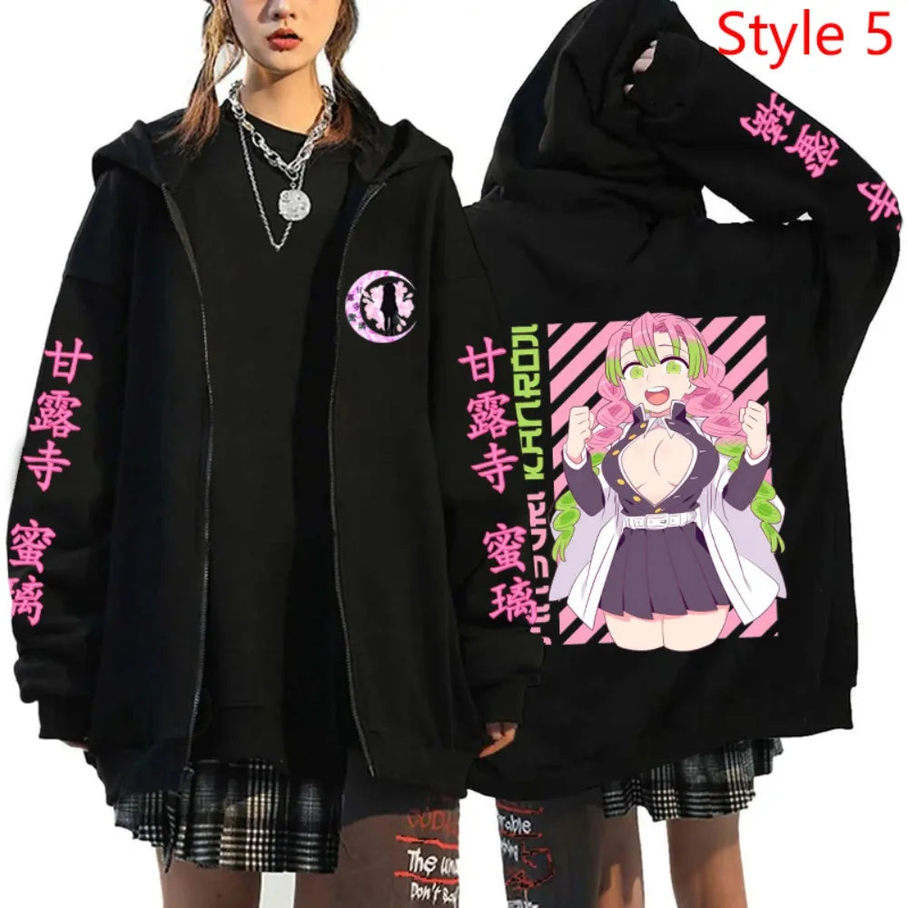 Demon Slayer Kanroji Mitsuri Zip Hoodie - Neon Districts