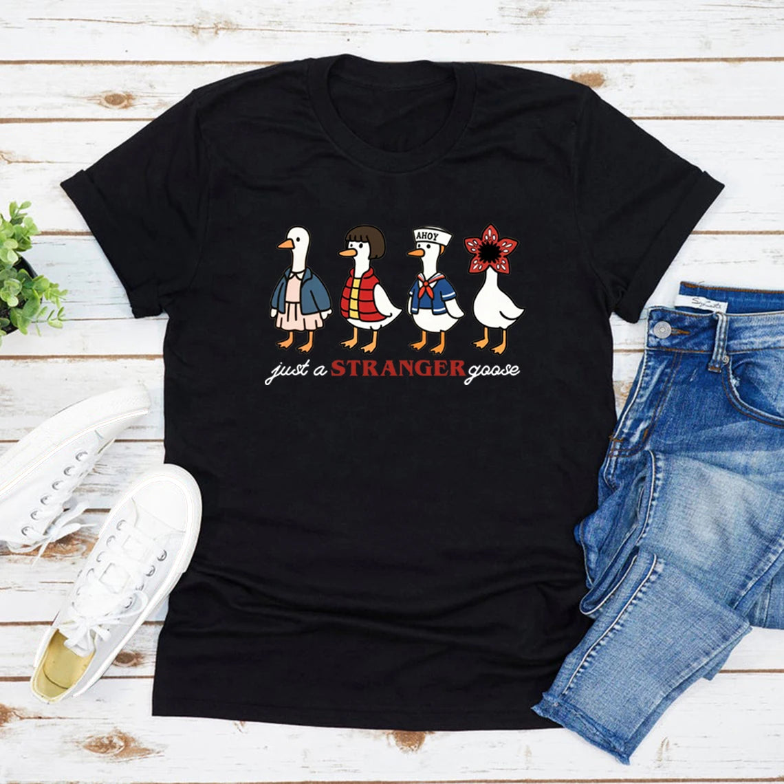 Just a Stranger — Funny Goose Parody Women's Streetwear Tee - Neon Districts