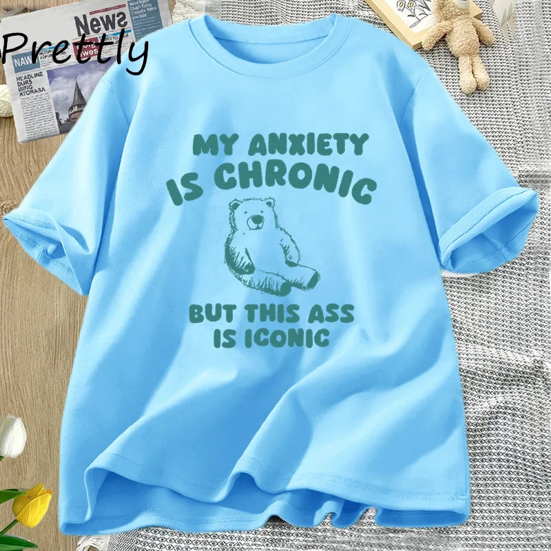 My Anxiety Is Chronic Bear Tee - Neon Districts