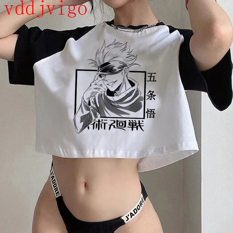 Jujutsu Kaisen Crop Top – Gojo Satoru & Itadori Gothic Tee