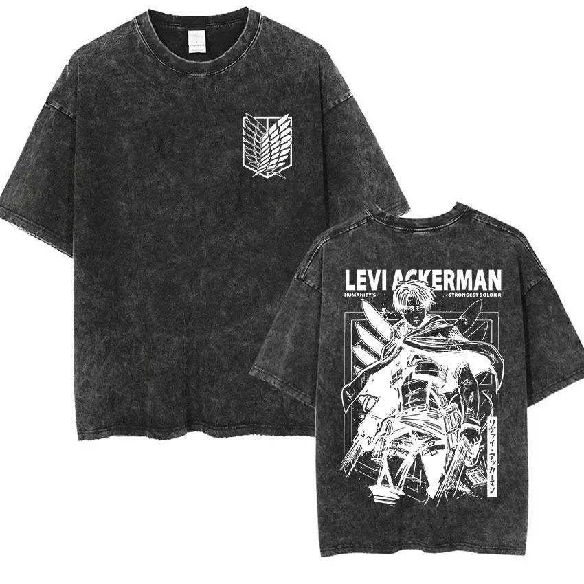 Attack on Titan Vintage Washed Summer Tee – Casual Streetwear