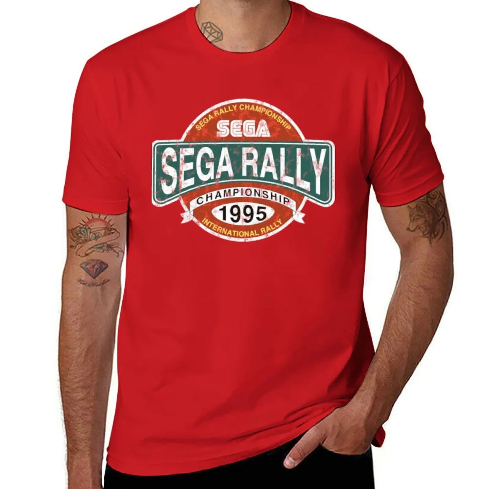 Sega Rally — Championship Distressed Logo Tee - Neon Districts