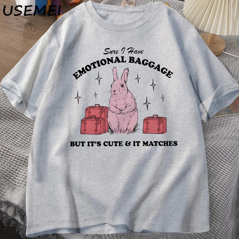 Sure, I Have Emotional Baggage — Vintage Rabbit Meme Women's Tee - Neon Districts