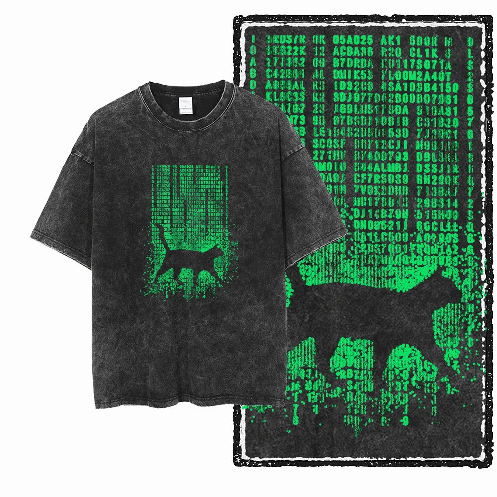 DB Cat — Acid Washed Exclusive Graphic Streetwear Tee - Neon Districts
