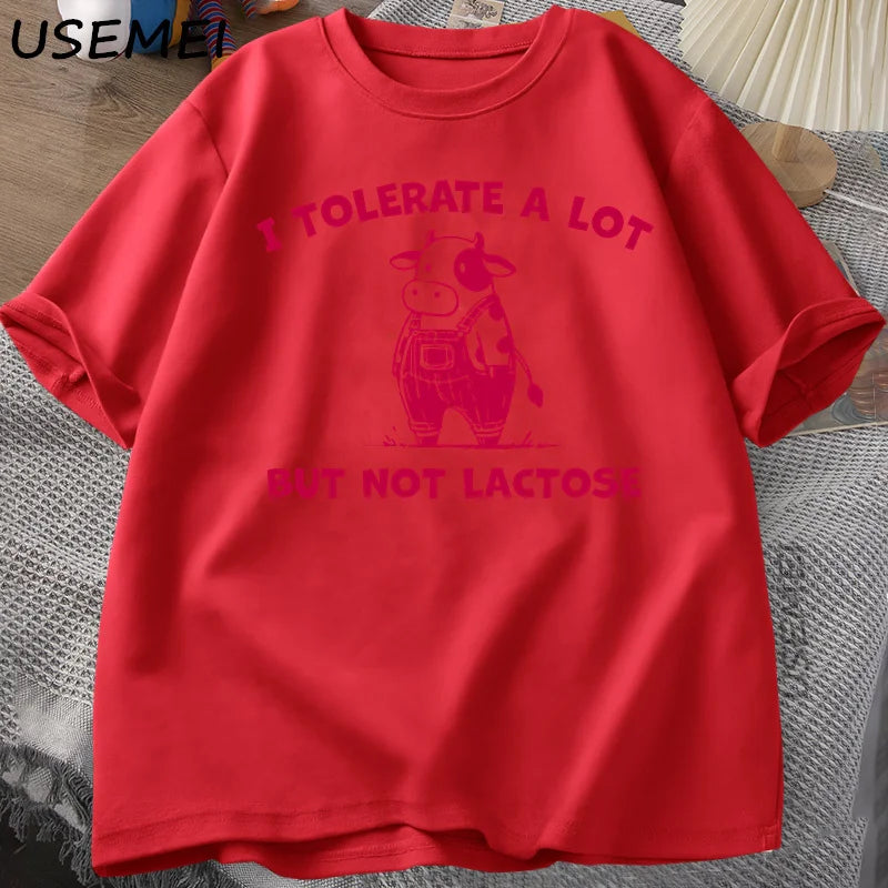 Lactose Intolerant — Cute Cow Y2K Humor Meme Graphic Tee - Neon Districts