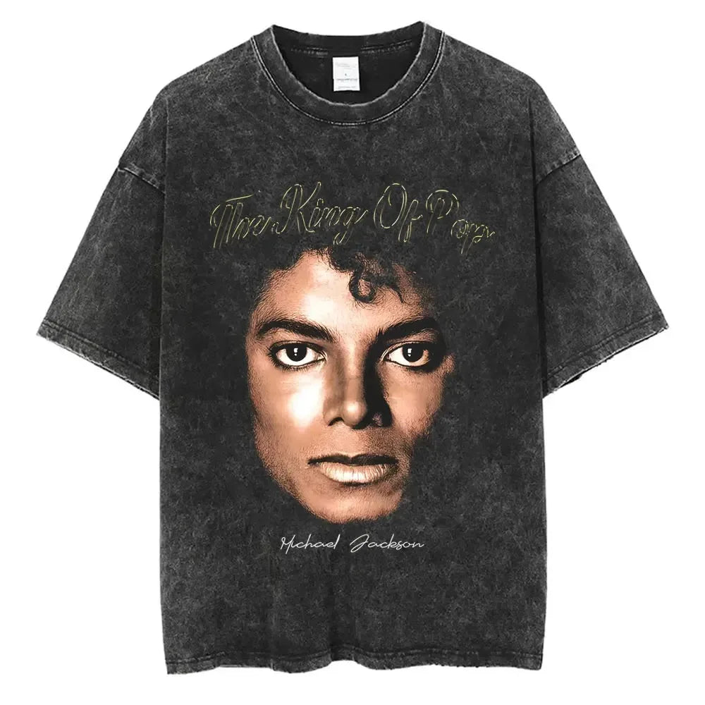 MJ King of Pop Washed Vintage Tee - Neon Districts
