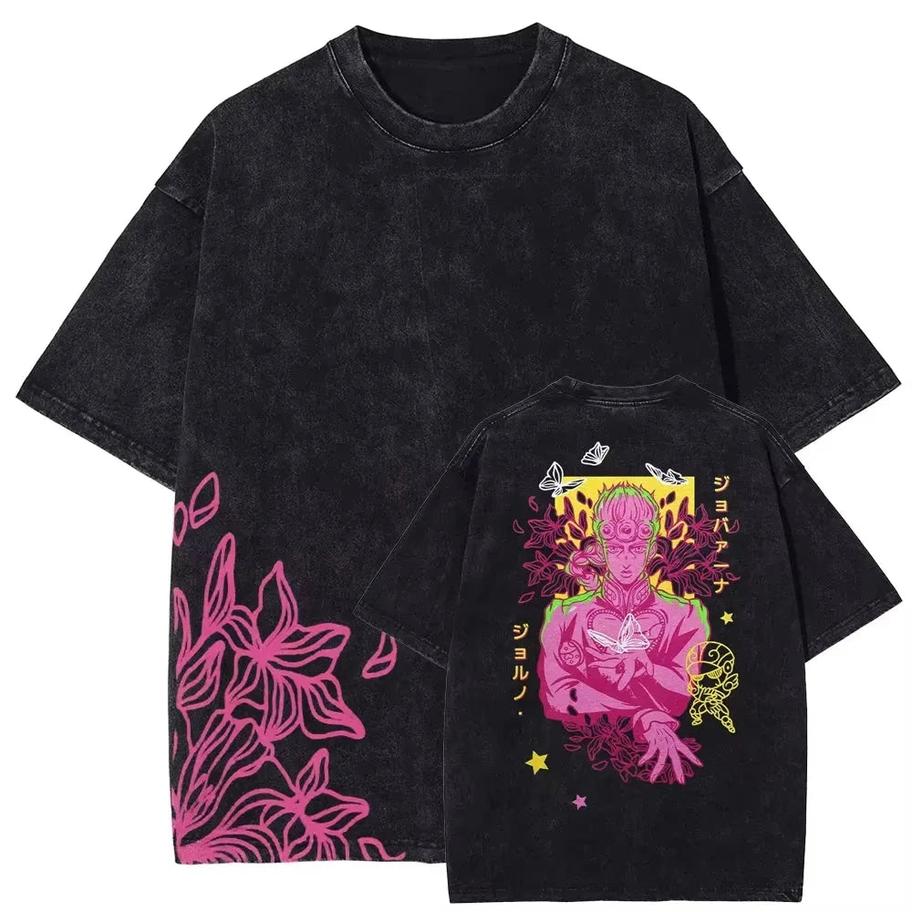 Gyro Zeppeli — JoJo Vintage Washed Oversized Anime Streetwear Tee - Neon Districts