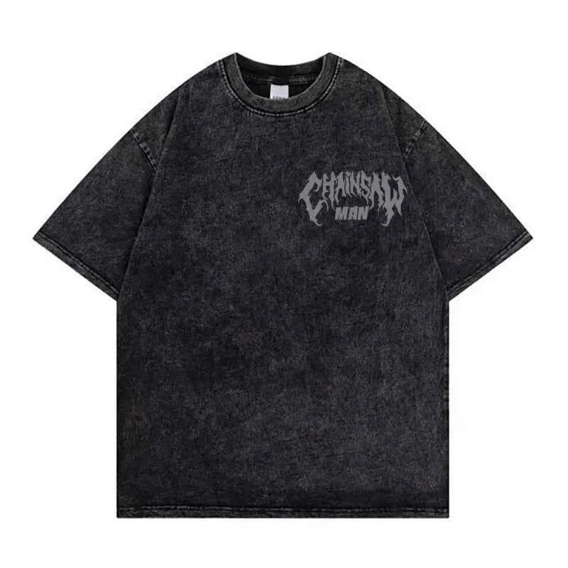 Chainsaw Man Retro Washed Hip-Hop Tee