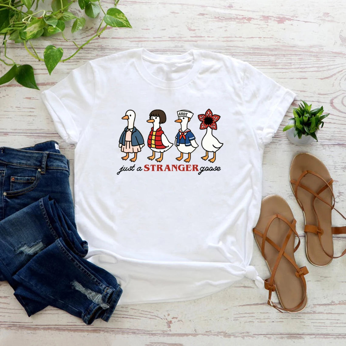 Just a Stranger — Funny Goose Parody Women's Streetwear Tee - Neon Districts