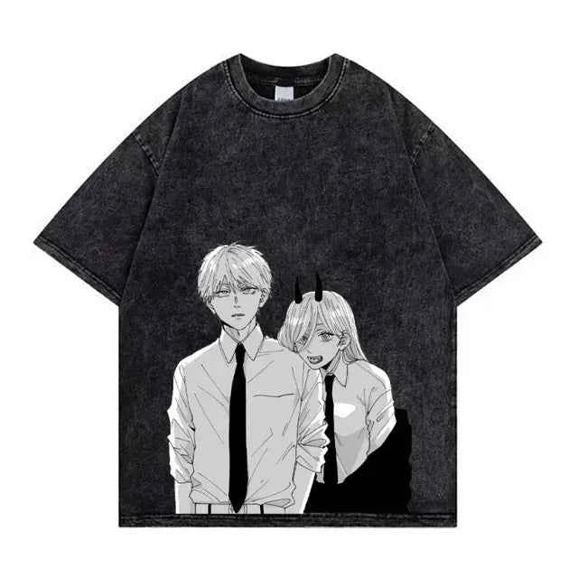 Chainsaw Man Retro Washed Hip-Hop Tee
