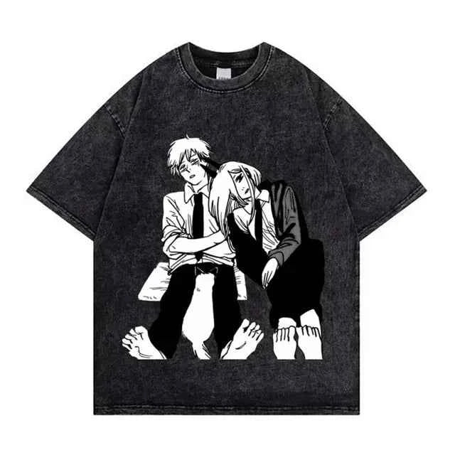 Chainsaw Man Retro Washed Hip-Hop Tee