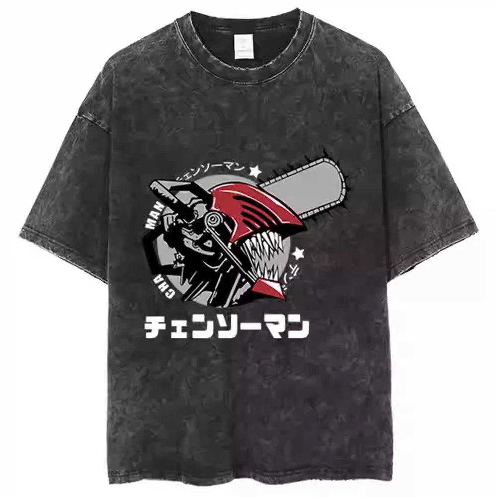 Chainsaw Man — Full Cast Washed Oversized Tee - Neon Districts