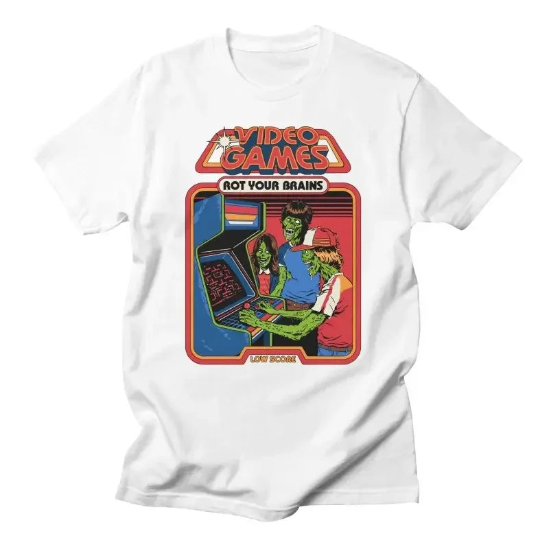 Horror Alien — Are We Here Yet? Harajuku Vintage Demon Graphic Tee - Neon Districts