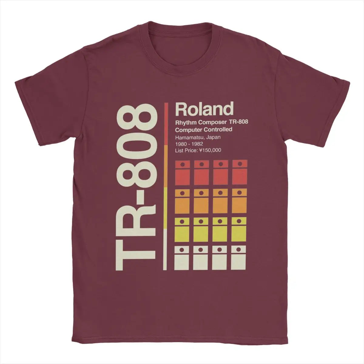 Roland TR-808 — Vertical Drum Machine Graphic Tee - Neon Districts