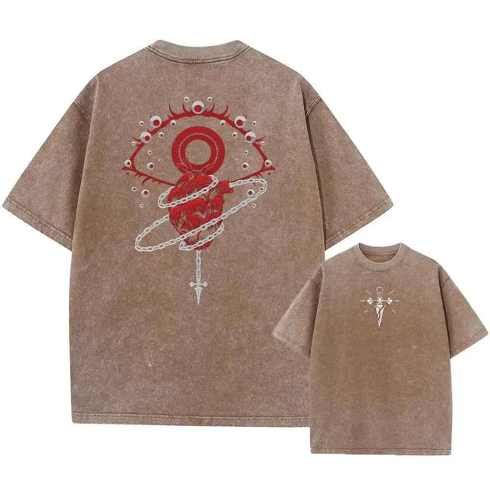 Japanese Anime Washed Tee – Hip-Hop Harajuku Oversized Top