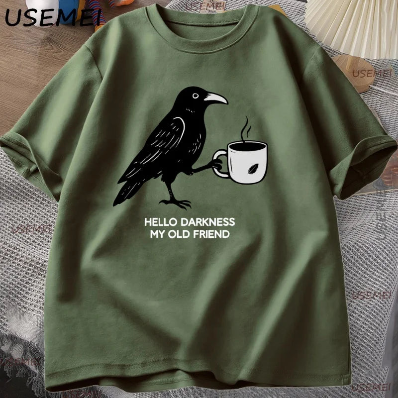 Crow & Coffee — Vintage Halloween Fall Crew Neck Graphic Tee - Neon Districts