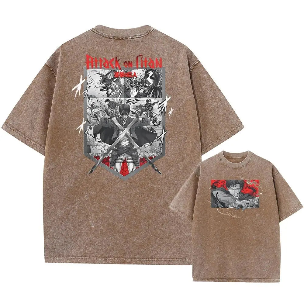 Attack on Titan Harajuku Oversized Tee – Vintage Washed