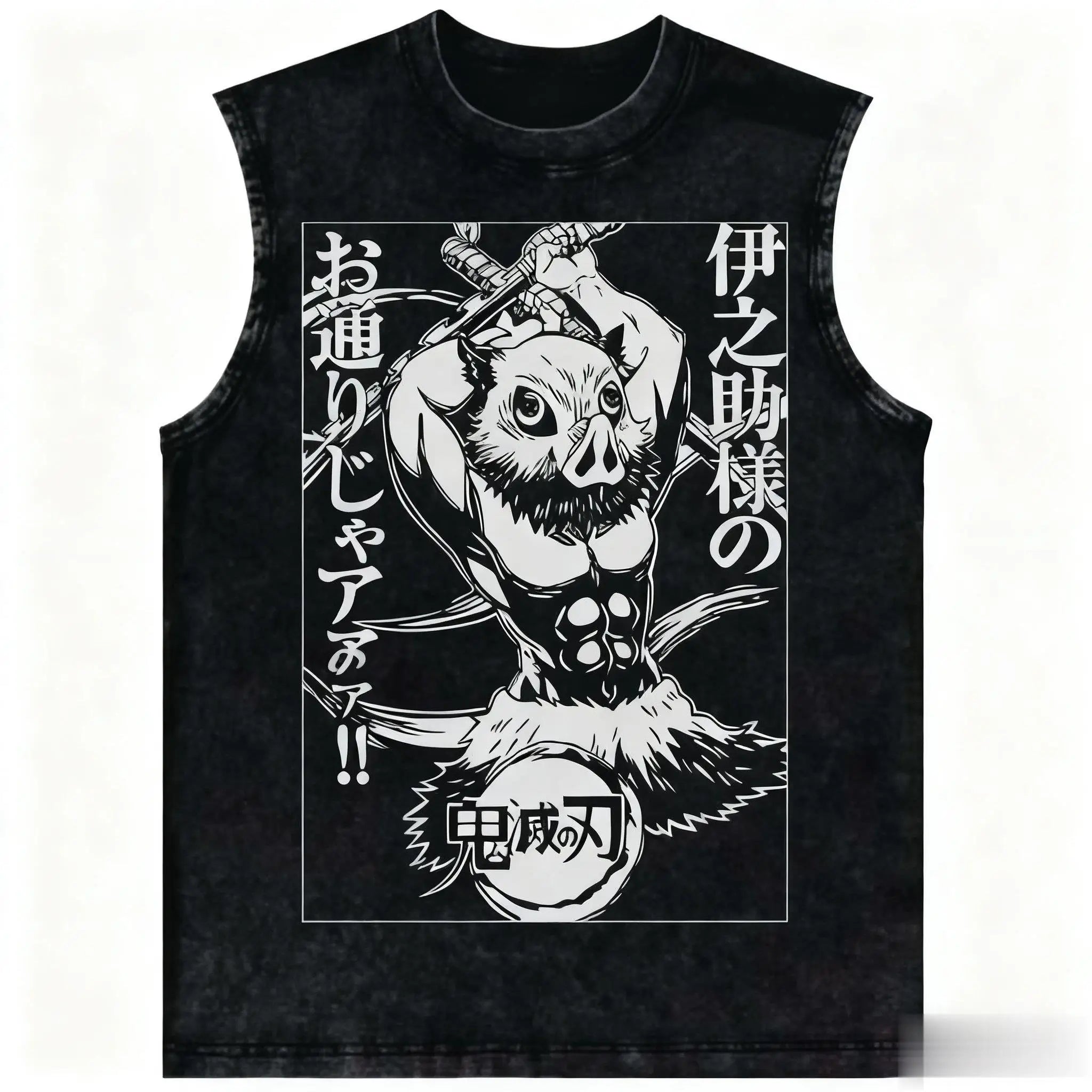 Demon Slayer — Harajuku Vintage Washed Tank Top - Neon Districts